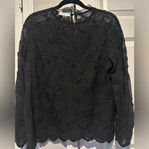 🖤SANDRO Sheer flower embroidered blouse🖤